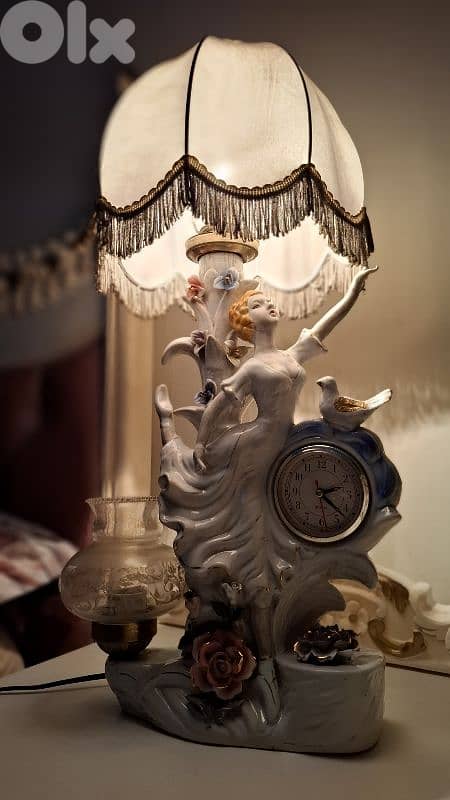 Magnificent Vintage Porcelain-Biscuit Ballerina Lamp & Clock 1