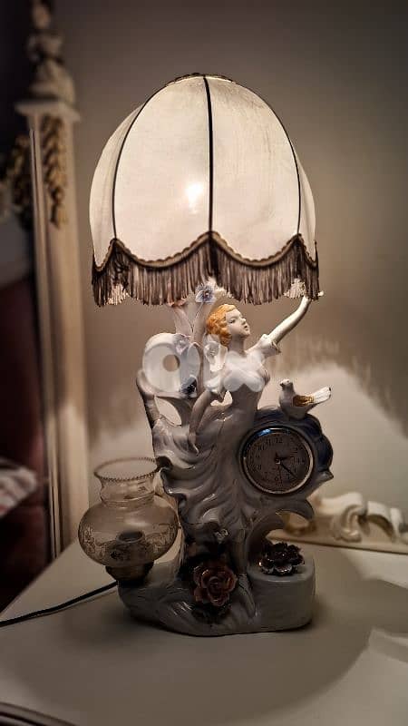 Magnificent Vintage Porcelain-Biscuit Ballerina Lamp & Clock 3