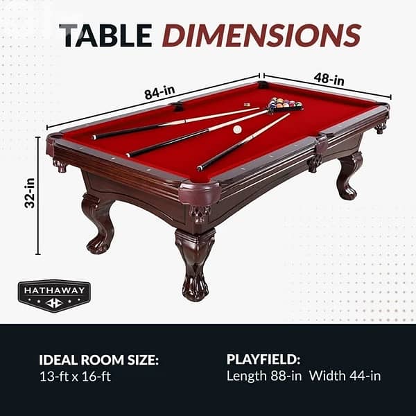 Luxury 8ft Slate Billiard Pool Table Hathaway Augusta - Made in US 2