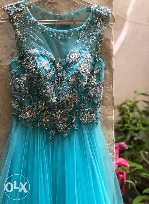 women clothing,long dress for ladies, turquoise color, high quality+++ 5