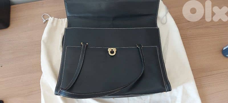 salvadore Feragamo Black leather red suede bag 0
