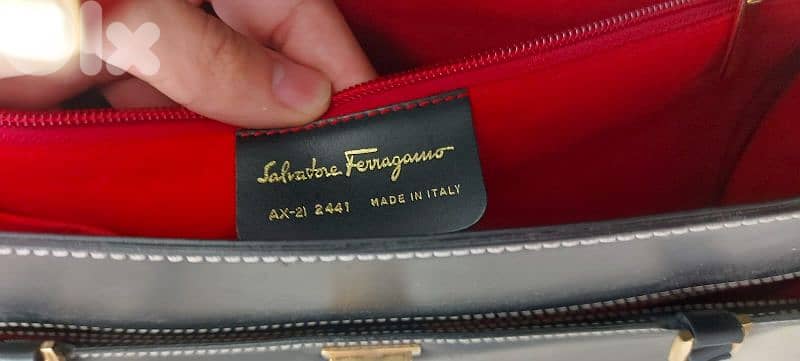 salvadore Feragamo Black leather red suede bag 1