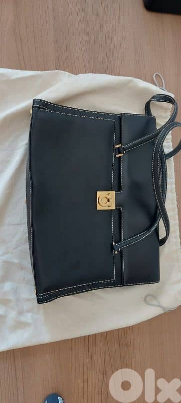 salvadore Feragamo Black leather red suede bag 5