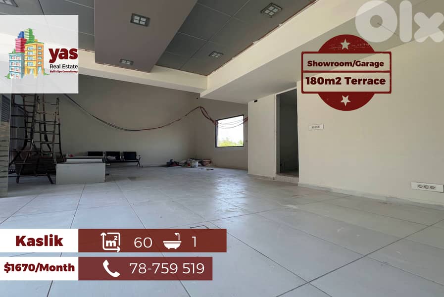 Kaslik 60m2 | 180m2 Terrace | Rent | Showroom/Garage | Catch | EH 0