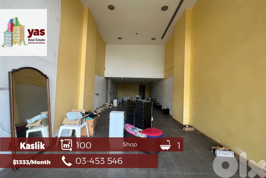 Kaslik 100m2 | Shop | Rent | Prime Location | Accessible | EH | 0