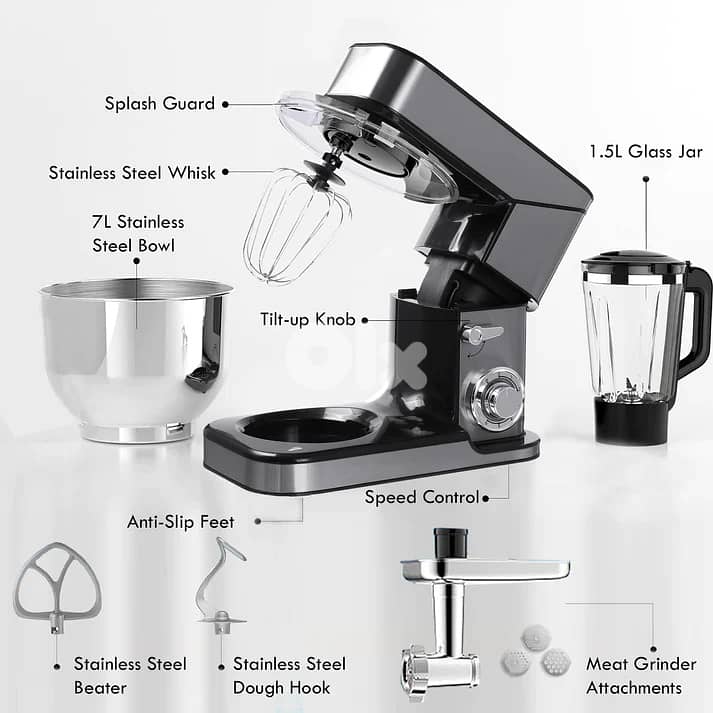 KB ELEMENTS 3 IN 1 KITCHEN STAINLESS STEEL MIXER 8.5 LITERS  ELK85LM 6