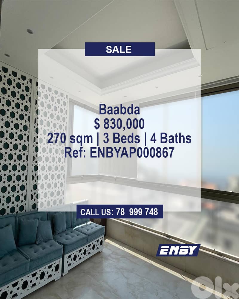 Apartment for Sale Baabda | Semi Furnished | Brand New  | Sea View 0
