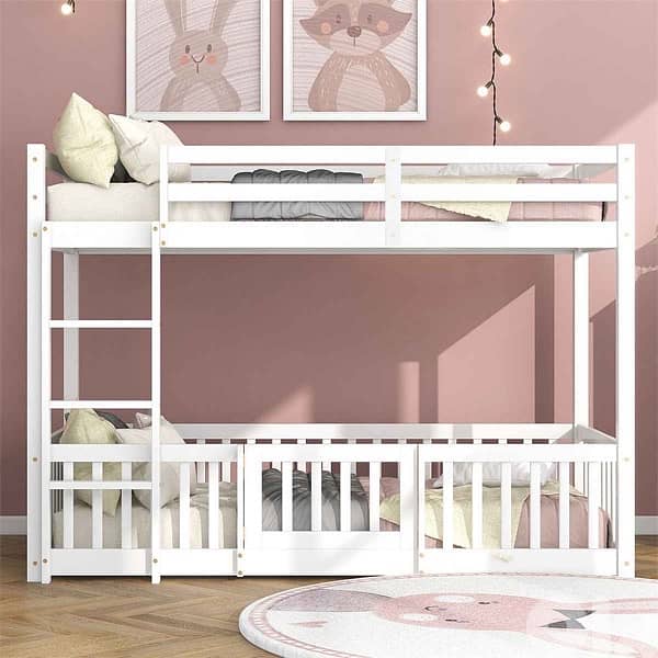 Bunk bed Bunk bed with right-angled stairs, bed with fences and doors 0