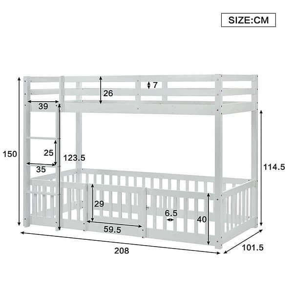 Bunk bed Bunk bed with right-angled stairs, bed with fences and doors 3