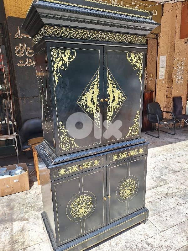 french vintage cupboard bar original with bone inlay 4