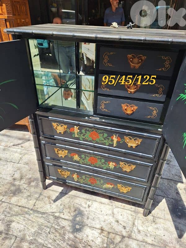 vintage Chinoiserie Tall Highboy Bar Cabinet 18em siecle 2
