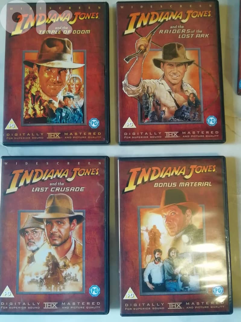 Indiana Jones 3 movies plus bonus disc in a 4 DVDS box set 1