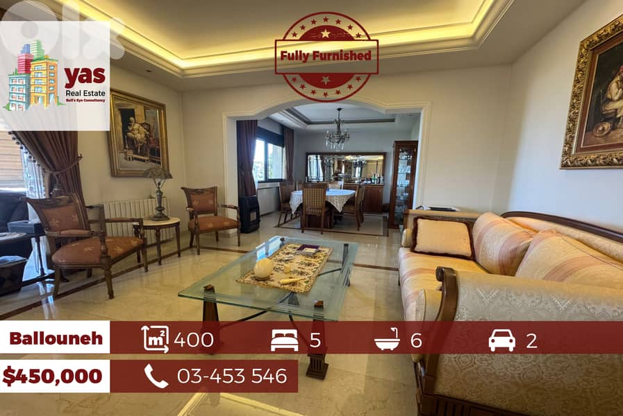 Ballouneh 400m2 | Duplex | Fully Furnished | High-End | Upgraded | 0