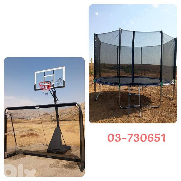 only 630$ 3items(movable hoop + trampoline + mini football) 0