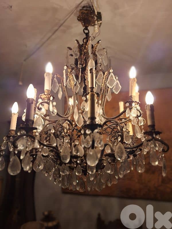 french bronze and crystal large chandelier 2