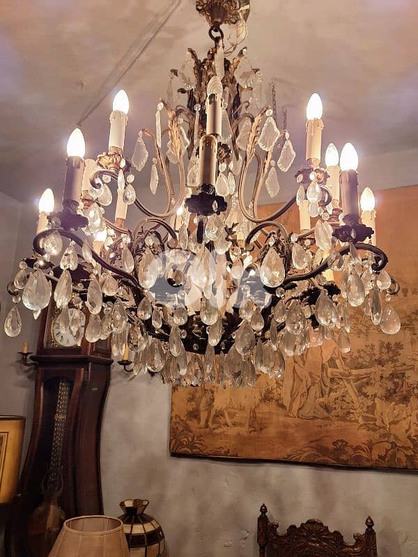 french bronze and crystal large chandelier 3