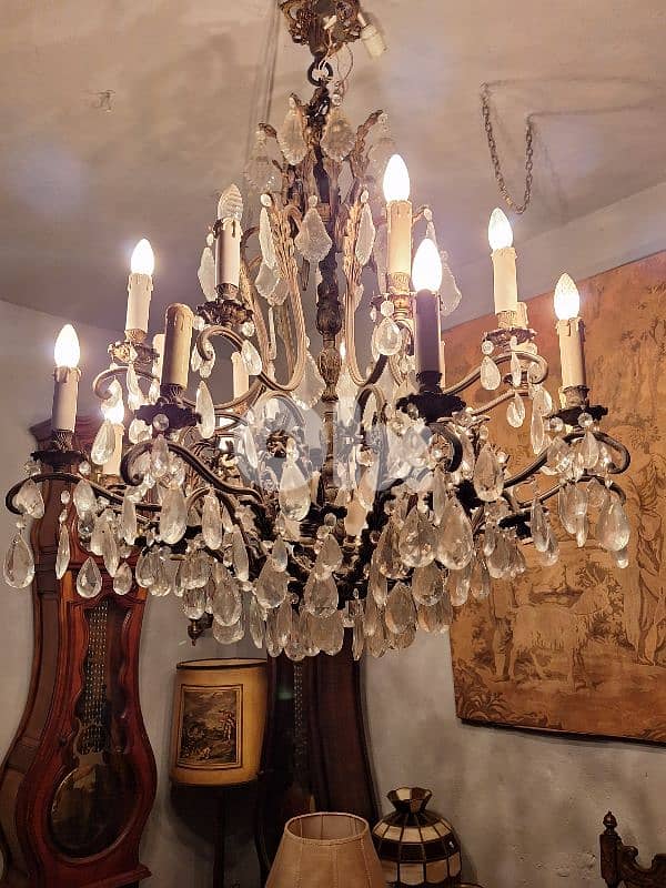 french bronze and crystal large chandelier 4