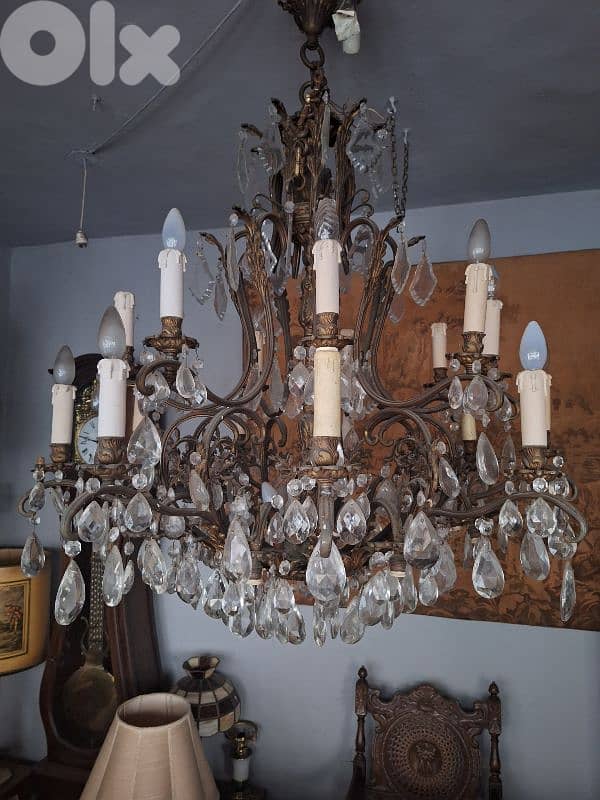 french bronze and crystal large chandelier 6
