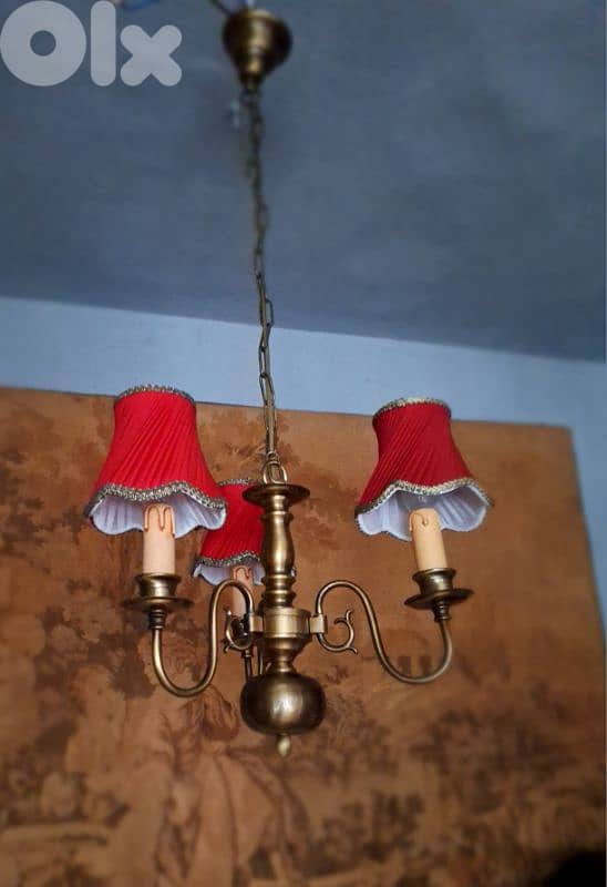 3 lamps brass chandelier 2