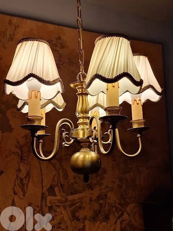flemish 5 lamps brass chandelier 1