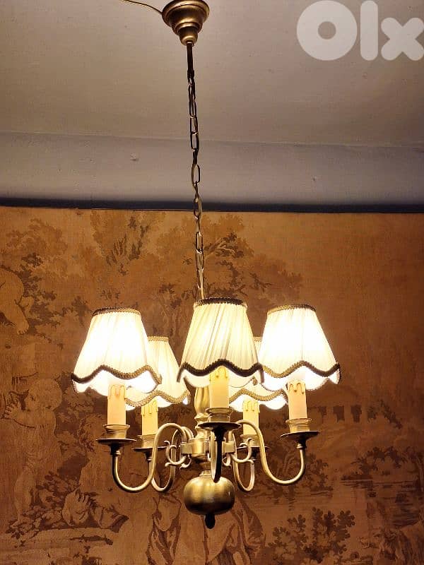 flemish 5 lamps brass chandelier 2