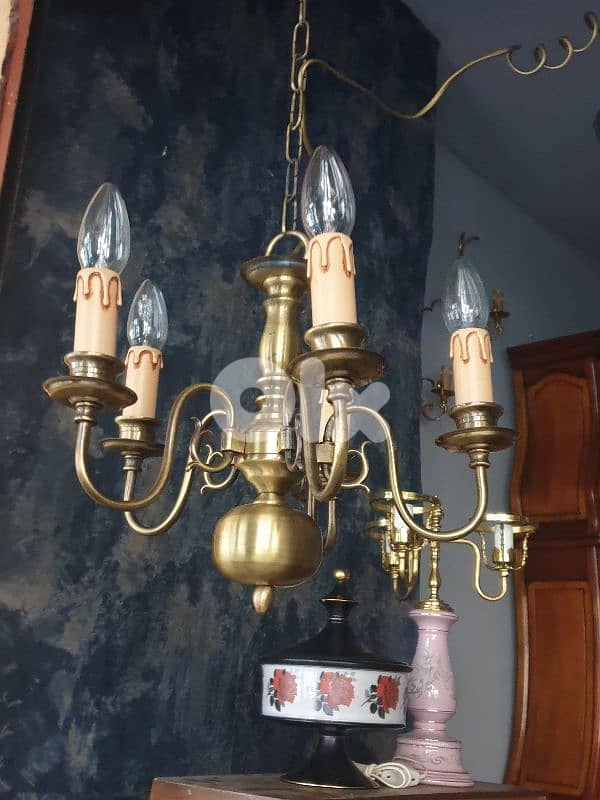 brass 5 lamps chandelier 2