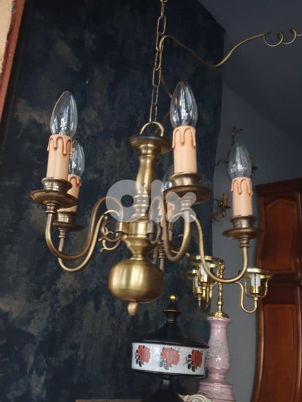 brass 5 lamps chandelier 3