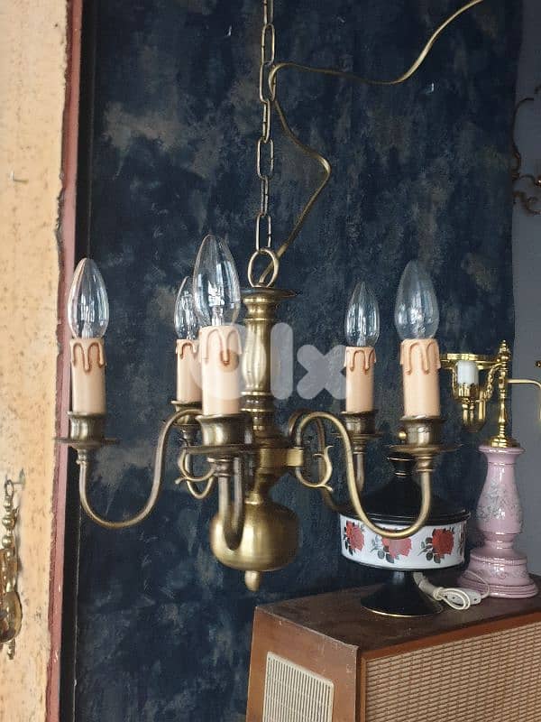 brass 5 lamps chandelier 4