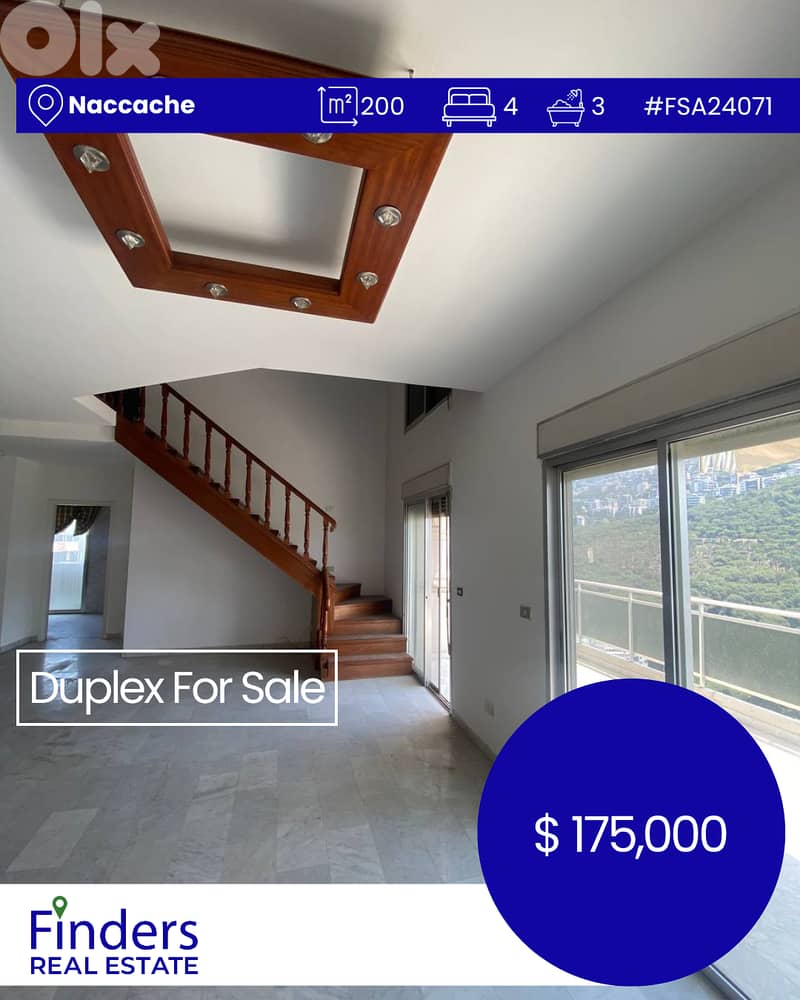 Duplex For Sale in Naccache!دوبلكس للبيع في النقاش! 0