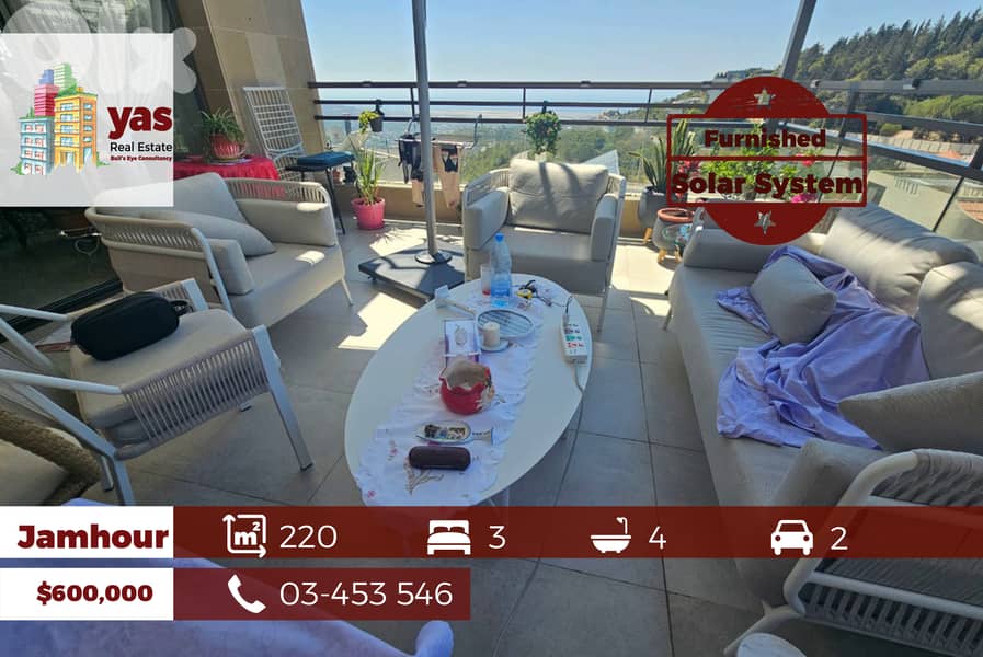 Jamhour 220m2 | 25m2 Terrace | Furnished | Solar System | Decorated|PA 0