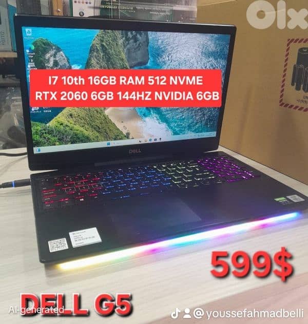 DELL G5 I7 10THQ 16GB 512GB NVME RTX 2060 6GB 144HZ 4