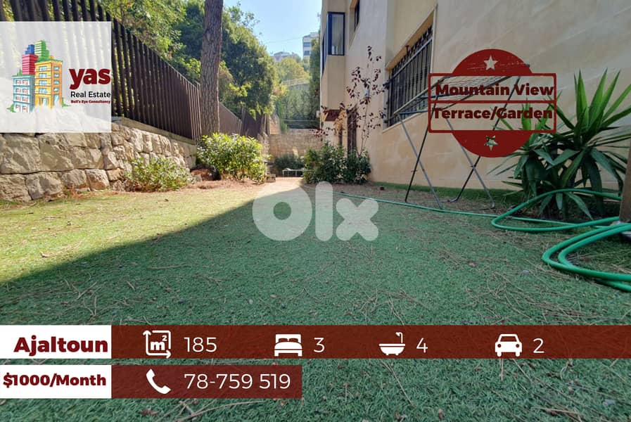 Ajaltoun 185m2 | Terrace/Garden | Rent | Furnished | View | KH 0