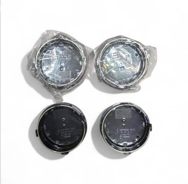 Set of 4 Mercedes Wheel Center Cap Black & Chrome 75 mm 2