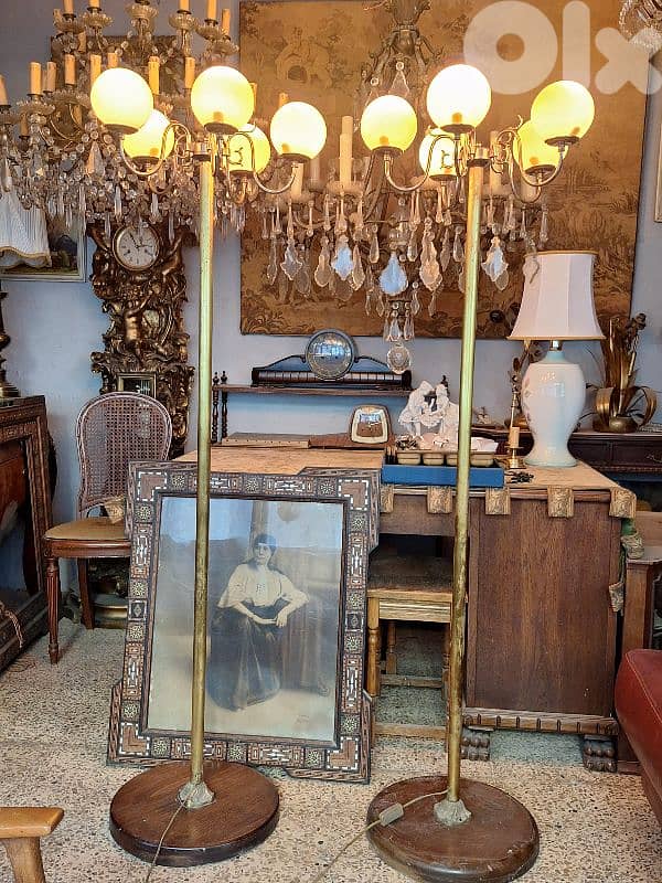 2 bronze and opaline floor lamps 2