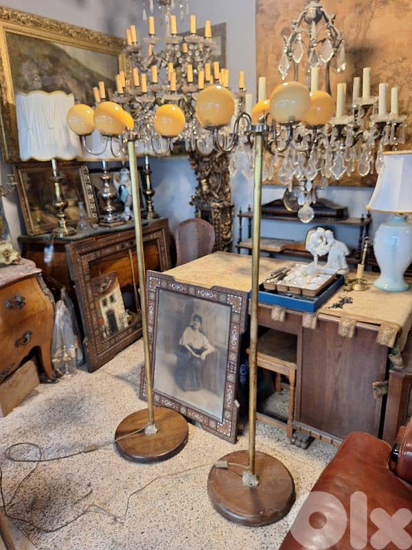 2 bronze and opaline floor lamps 3