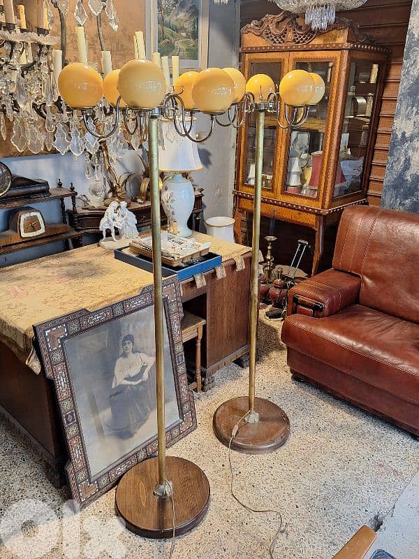 2 bronze and opaline floor lamps 5