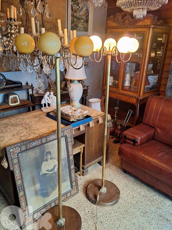 2 bronze and opaline floor lamps 6