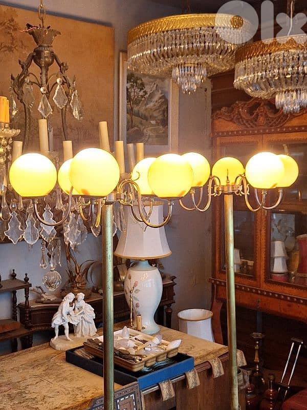 2 bronze and opaline floor lamps 7