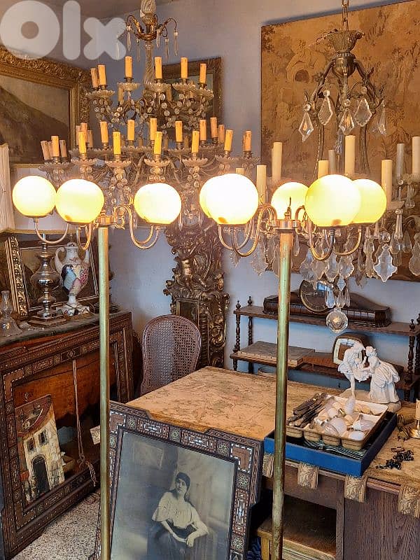 2 bronze and opaline floor lamps 9
