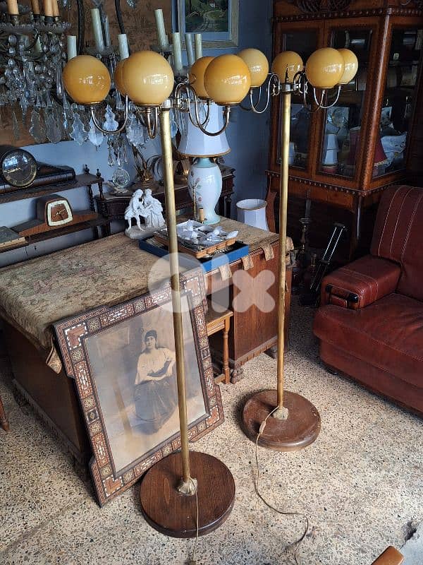 2 bronze and opaline floor lamps 10