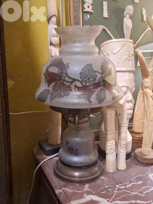 antique glass and bronze mushroom shaped lamp 1