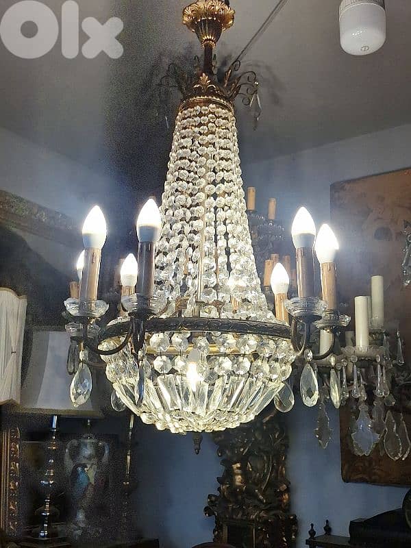 french empire bronze and crystal original chandelier 1