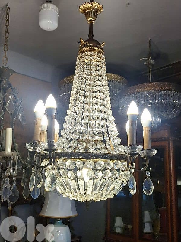 french empire bronze and crystal original chandelier 2