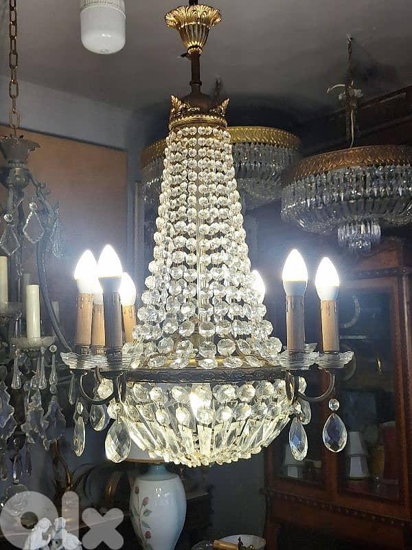 french empire bronze and crystal original chandelier 3