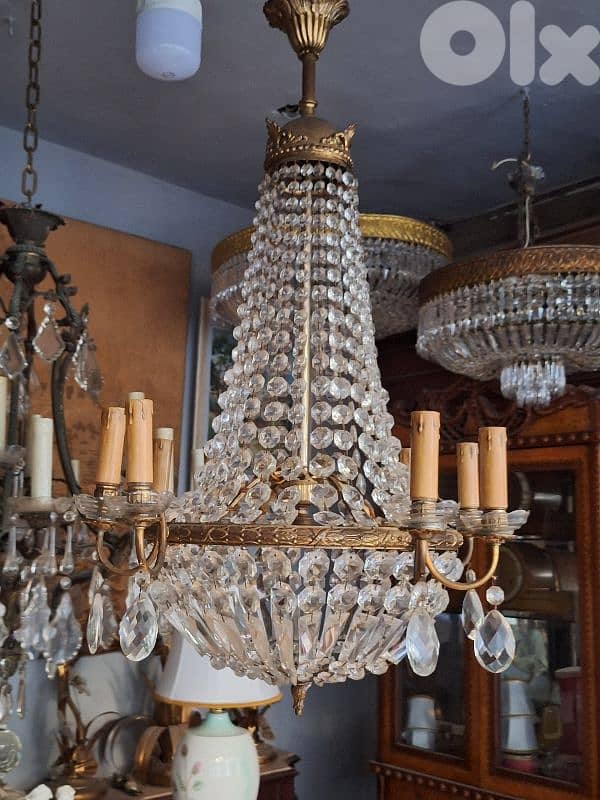 french empire bronze and crystal original chandelier 4