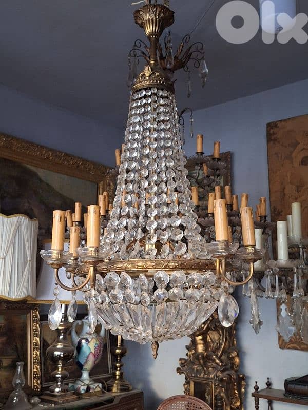french empire bronze and crystal original chandelier 5