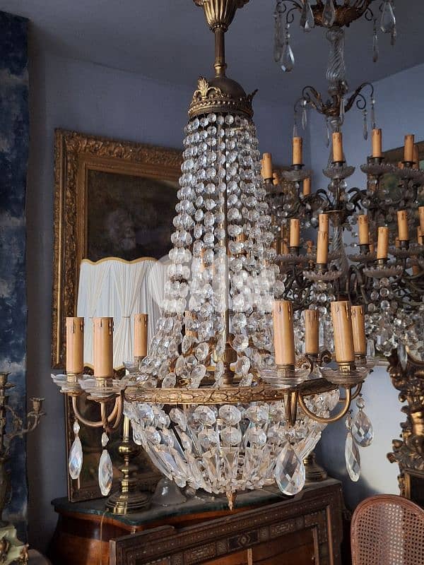 french empire bronze and crystal original chandelier 6