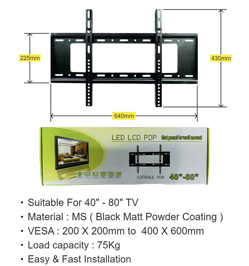 TV WALL MOUNT 40"-80" - 603 - ستاند حيط 0