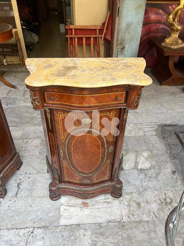 consol bahu باهو فرنسي ناعم خشب جوز تنريل ماركتري ناعم وجه رخام 0