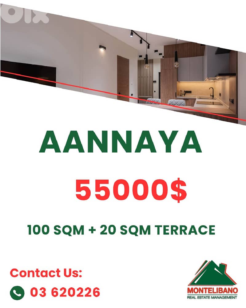 100 sqm Apartment For Sale in Aannaya with 20 sqm Terrace !!! 0